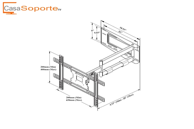 Soporte base doble brazo 